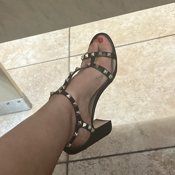 Black Studded Valentino Heels - Picture 8 of 9